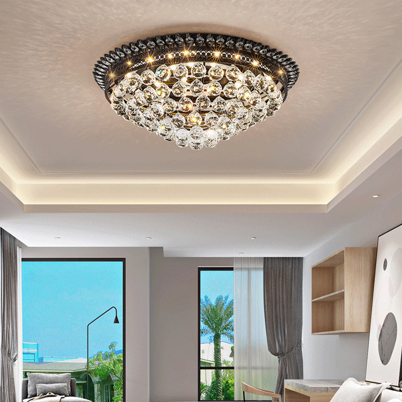 Dome Flush Mount Lamp Modern Crystal Ball Black LED Ceiling Lighting for Bedroom Clearhalo 'Ceiling Lights' 'Close To Ceiling Lights' 'Close to ceiling' 'Flush mount' Lighting' 313141