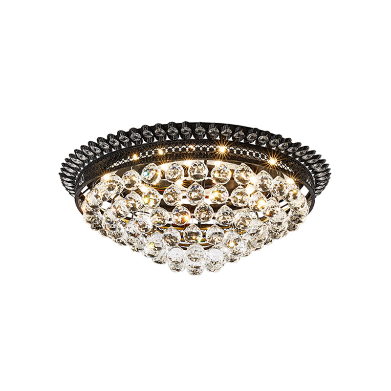 Dome Flush Mount Lamp Modern Crystal Ball Black LED Ceiling Lighting for Bedroom