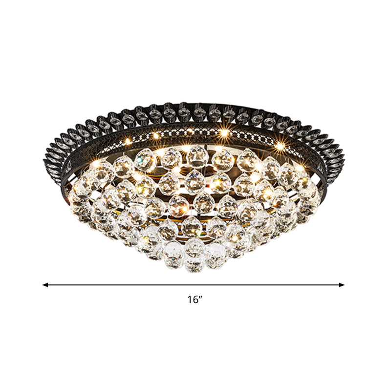 Dome Flush Mount Lamp Modern Crystal Ball Black LED Ceiling Lighting for Bedroom Clearhalo 'Ceiling Lights' 'Close To Ceiling Lights' 'Close to ceiling' 'Flush mount' Lighting' 313144