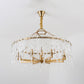 6 Heads Cascade Chandelier Lamp Modernist Crystal Ceiling Hanging Light in Brass for Living Room Clearhalo 'Ceiling Lights' 'Chandeliers' Lighting' options 313150