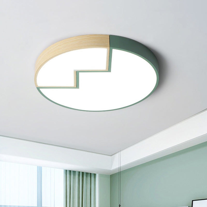 18"/22" Wide Metal Round Flush Mount Lamp Modern LED Close to Ceiling Lighting Fixture in Green, White/Warm Light Clearhalo 'Ceiling Lights' 'Close To Ceiling Lights' 'Close to ceiling' 'Flush mount' Lighting' 313178