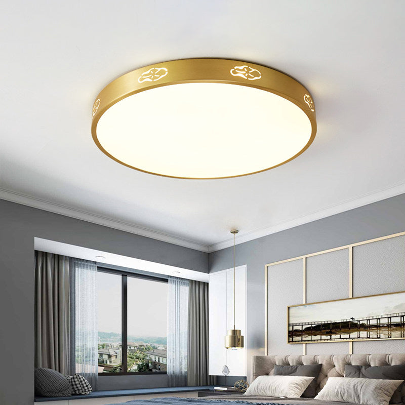 Metal Round Flush Mount Lamp Modern Style LED Gold Ceiling Light Fixture in 3 Color Light, 12"/16"/19.5" Dia Clearhalo 'Ceiling Lights' 'Close To Ceiling Lights' 'Close to ceiling' 'Flush mount' Lighting' 313273
