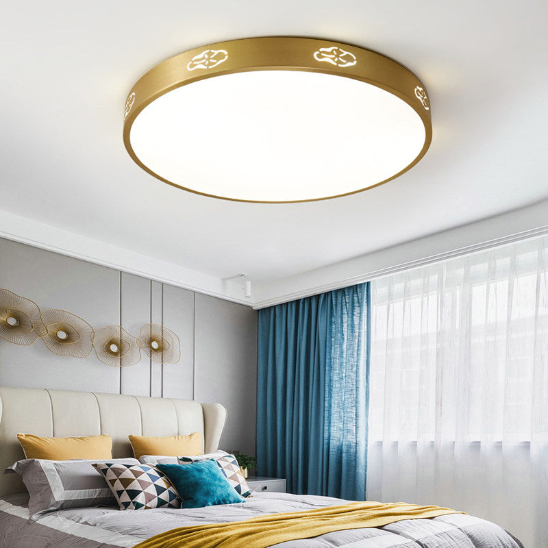 Metal Round Flush Mount Lamp Modern Style LED Gold Ceiling Light Fixture in 3 Color Light, 12"/16"/19.5" Dia Clearhalo 'Ceiling Lights' 'Close To Ceiling Lights' 'Close to ceiling' 'Flush mount' Lighting' 313274