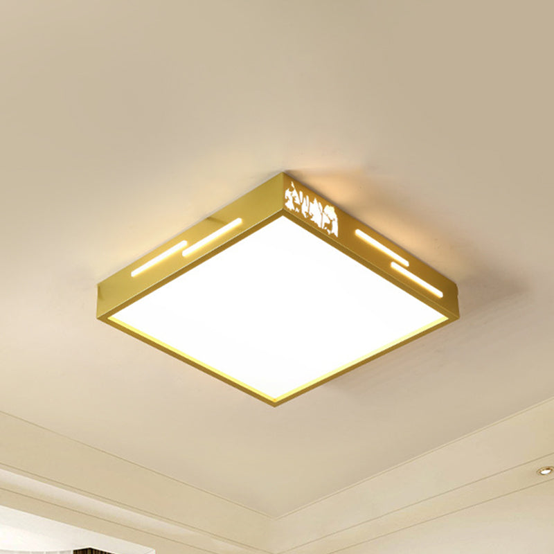 Square Metal Flush Mount Lighting Contemporary Gold Finish LED Ceiling Mounted Lamp with Acrylic Diffuser in White/Warm Light Clearhalo 'Ceiling Lights' 'Close To Ceiling Lights' 'Close to ceiling' 'Flush mount' Lighting' 313276
