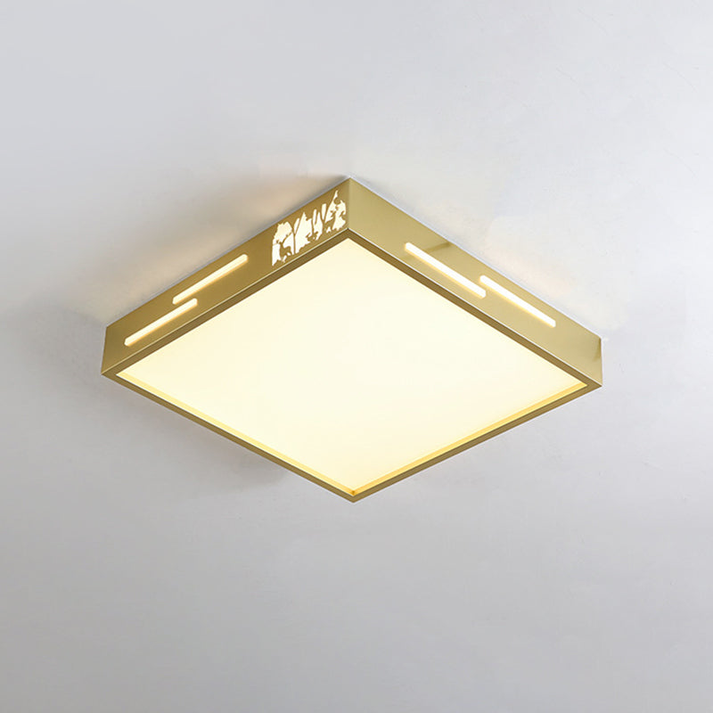 Square Metal Flush Mount Lighting Contemporary Gold Finish LED Ceiling Mounted Lamp with Acrylic Diffuser in White/Warm Light Clearhalo 'Ceiling Lights' 'Close To Ceiling Lights' 'Close to ceiling' 'Flush mount' Lighting' 313278