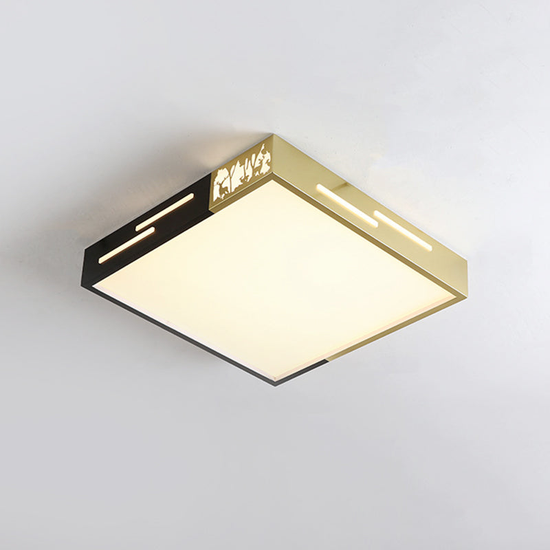 Metal Square Flush Lighting Modernist LED Close to Ceiling Lamp in Black and Gold for Bedroom, White/Warm Light Clearhalo 'Ceiling Lights' 'Close To Ceiling Lights' 'Close to ceiling' 'Flush mount' Lighting' 313281
