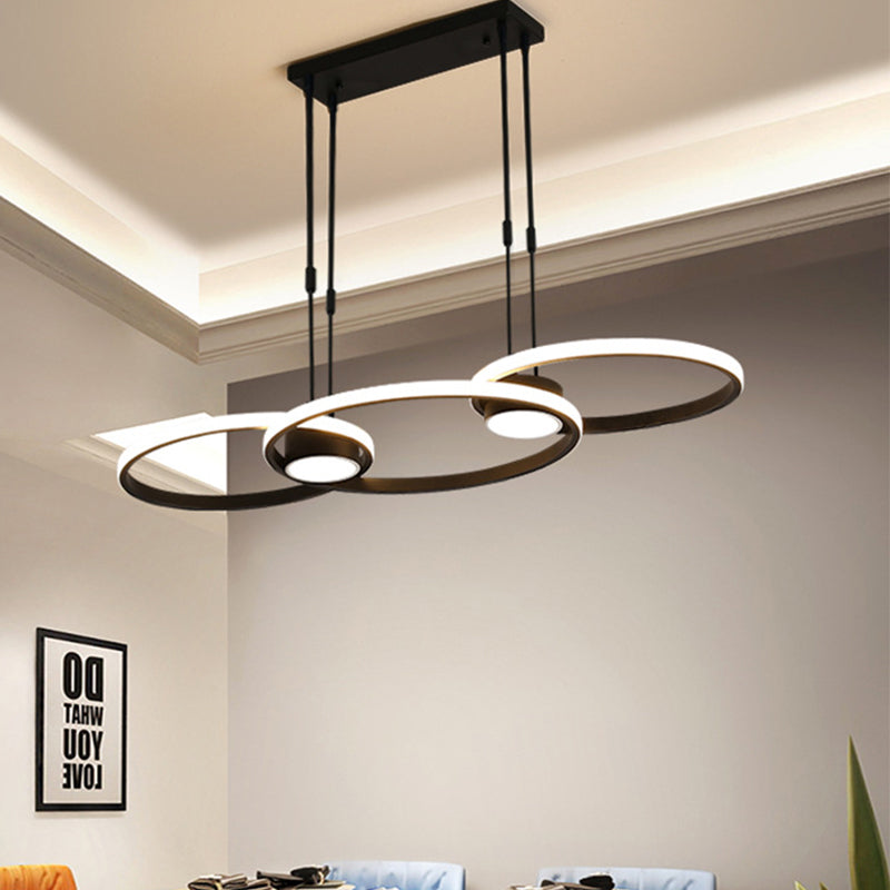 Ring Metal Hanging Light Contemporary Black LED Pendant Chandelier in Warm/White Light Clearhalo 'Ceiling Lights' 'Chandeliers' 'Modern Chandeliers' 'Modern' Lighting' 313670