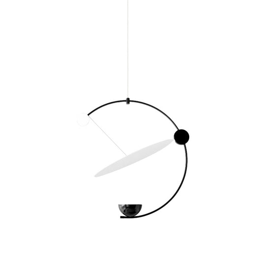 Minimalist LED Hanging Chandelier Super Thin Acrylic Black Orbit Pendulum Pendant Clearhalo 'Ceiling Lights' 'Chandeliers' 'Modern Chandeliers' 'Modern' Lighting' 313683