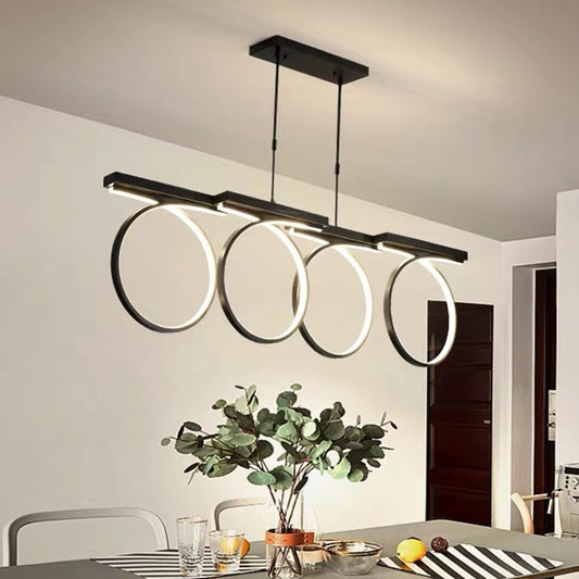 Circular Acrylic Chandelier Pendant Modernist LED Black/Gold Ceiling Lamp Kit in White/3 Color Light Clearhalo 'Ceiling Lights' 'Chandeliers' 'Modern Chandeliers' 'Modern' Lighting' 313697