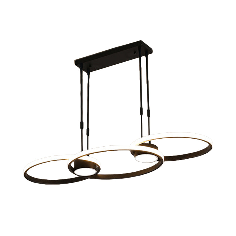Black/Gold Finish 3/4-Ring Chandelier Pendant Modern Stylish LED Metallic Hanging Ceiling Lamp Clearhalo 'Ceiling Lights' 'Chandeliers' 'Modern Chandeliers' 'Modern' Lighting' 313707