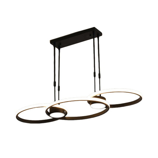 Black/Gold Finish 3/4-Ring Chandelier Pendant Modern Stylish LED Metallic Hanging Ceiling Lamp Clearhalo 'Ceiling Lights' 'Chandeliers' 'Modern Chandeliers' 'Modern' Lighting' 313707