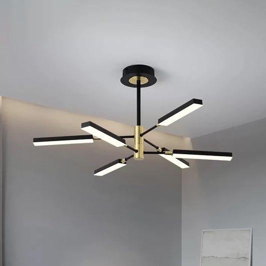 Modern Style Starburst Ceiling Pendant Acrylic 4/6 Lights Black and Gold/White and Gold Chandelier Lamp 6 Black-Gold Clearhalo 'Ceiling Lights' 'Chandeliers' 'Modern Chandeliers' 'Modern' Lighting' 313728