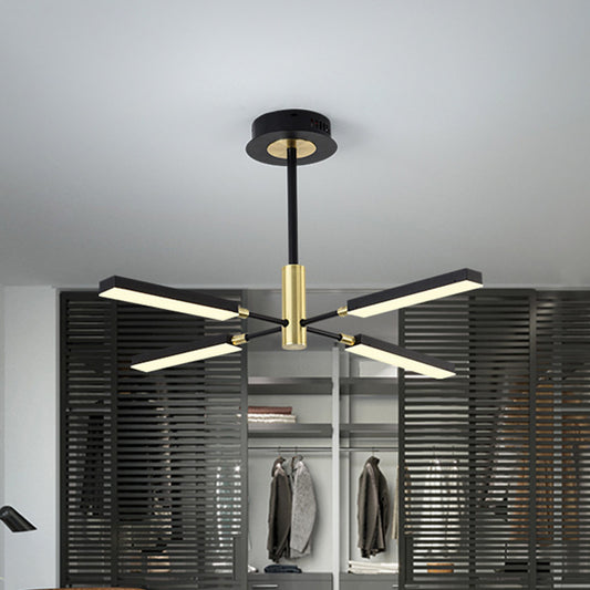 Modern Style Starburst Ceiling Pendant Acrylic 4/6 Lights Black and Gold/White and Gold Chandelier Lamp 4 Black-Gold Clearhalo 'Ceiling Lights' 'Chandeliers' 'Modern Chandeliers' 'Modern' Lighting' 313730