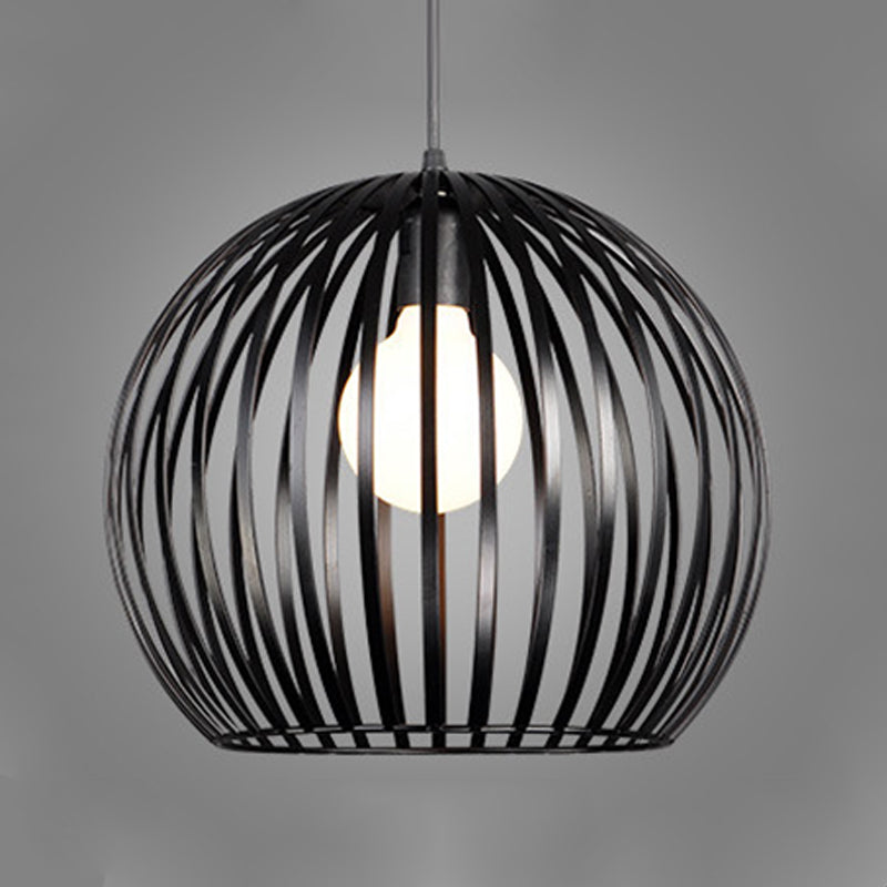 Spherical Hanging Lighting Contemporary Metal 7"/12"/14" Wide 1 Head Black/White Ceiling Suspension Lamp Clearhalo 'Ceiling Lights' 'Modern Pendants' 'Modern' 'Pendant Lights' 'Pendants' Lighting' 313735