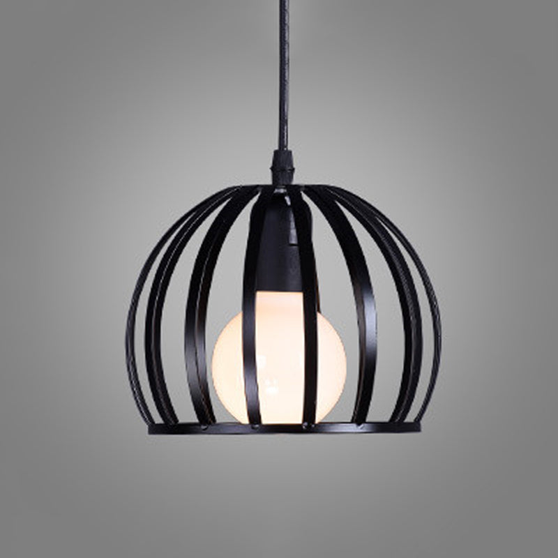 Spherical Hanging Lighting Contemporary Metal 7"/12"/14" Wide 1 Head Black/White Ceiling Suspension Lamp Clearhalo 'Ceiling Lights' 'Modern Pendants' 'Modern' 'Pendant Lights' 'Pendants' Lighting' 313737