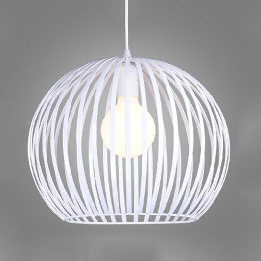 Spherical Hanging Lighting Contemporary Metal 7"/12"/14" Wide 1 Head Black/White Ceiling Suspension Lamp White 14" Clearhalo 'Ceiling Lights' 'Modern Pendants' 'Modern' 'Pendant Lights' 'Pendants' Lighting' 313738