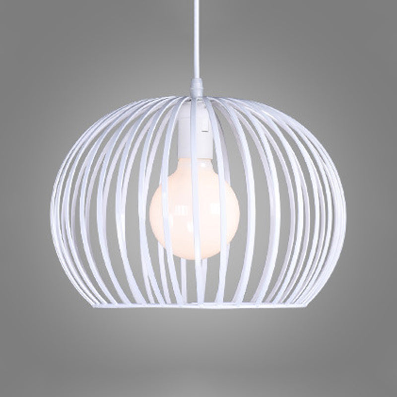 Spherical Hanging Lighting Contemporary Metal 7"/12"/14" Wide 1 Head Black/White Ceiling Suspension Lamp White 12" Clearhalo 'Ceiling Lights' 'Modern Pendants' 'Modern' 'Pendant Lights' 'Pendants' Lighting' 313739
