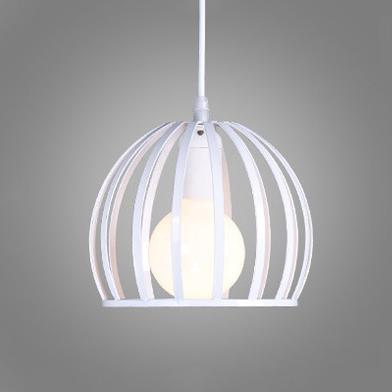 Spherical Hanging Lighting Contemporary Metal 7"/12"/14" Wide 1 Head Black/White Ceiling Suspension Lamp White 7" Clearhalo 'Ceiling Lights' 'Modern Pendants' 'Modern' 'Pendant Lights' 'Pendants' Lighting' 313740