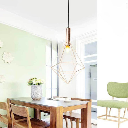 Rose Gold Geometric Hanging Lighting Contemporary 1 Bulb Metal Pendant Light Kit Rose Gold Clearhalo 'Ceiling Lights' 'Modern Pendants' 'Modern' 'Pendant Lights' 'Pendants' Lighting' 313744