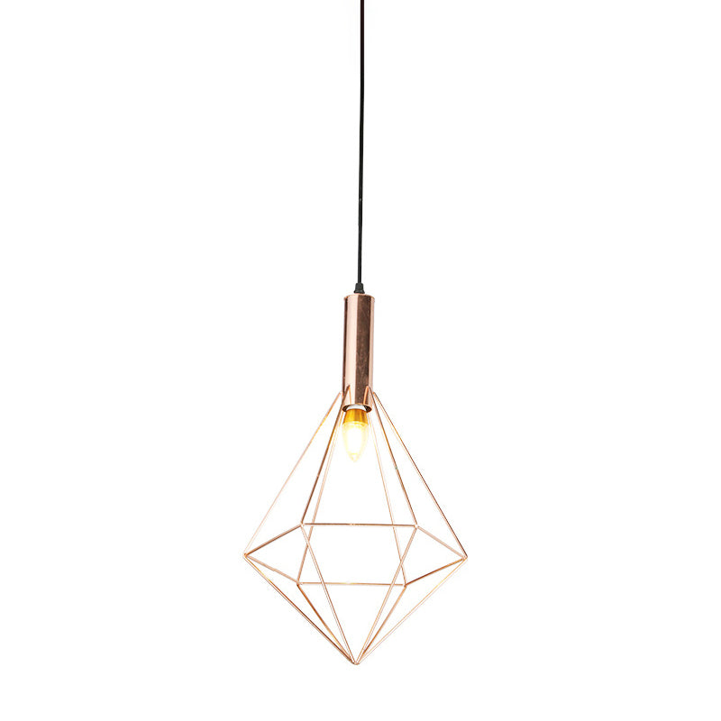 Rose Gold Geometric Hanging Lighting Contemporary 1 Bulb Metal Pendant Light Kit Clearhalo 'Ceiling Lights' 'Modern Pendants' 'Modern' 'Pendant Lights' 'Pendants' Lighting' 313747