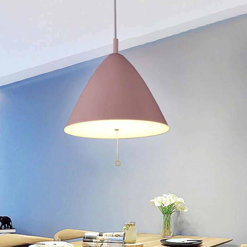 Contemporary 1 Bulb Hanging Lighting Pink Conical Ceiling Pendant Light with Metal Shade Clearhalo 'Ceiling Lights' 'Modern Pendants' 'Modern' 'Pendant Lights' 'Pendants' Lighting' 313761