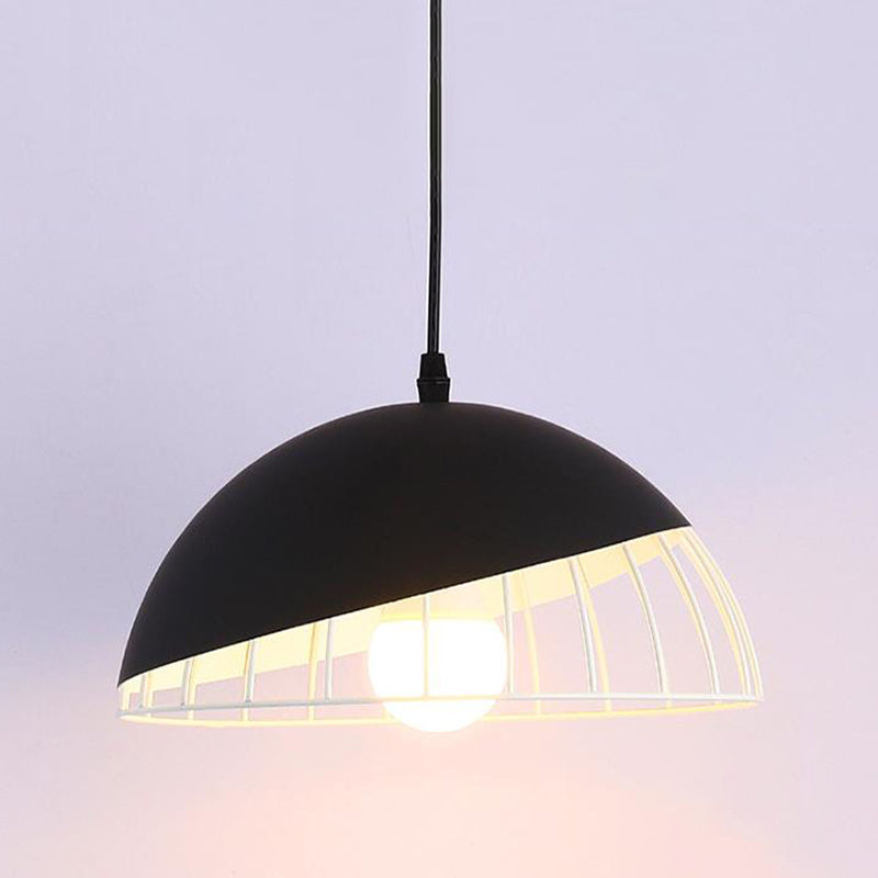 1 Bulb Dining Room Pendant Light Modern Black/Blue/Green Suspended Lighting Fixture with Domed Metal Shade Clearhalo 'Ceiling Lights' 'Modern Pendants' 'Modern' 'Pendant Lights' 'Pendants' Lighting' 313799