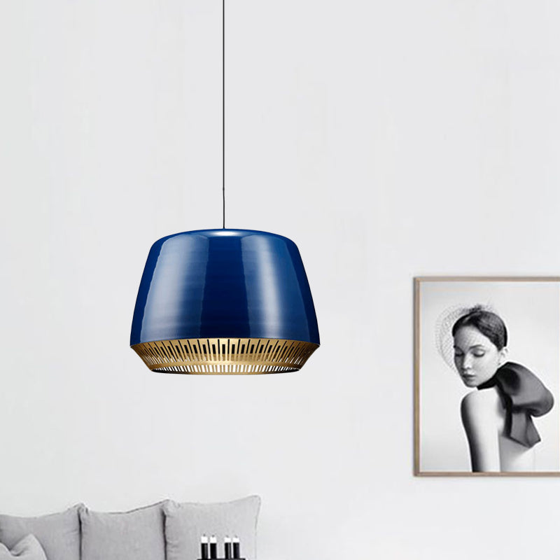 Round Pendant Light Modernist Metal 12"/14" Wide 1 Head Blue Ceiling Suspension Lamp Blue Clearhalo 'Ceiling Lights' 'Modern Pendants' 'Modern' 'Pendant Lights' 'Pendants' Lighting' 313935