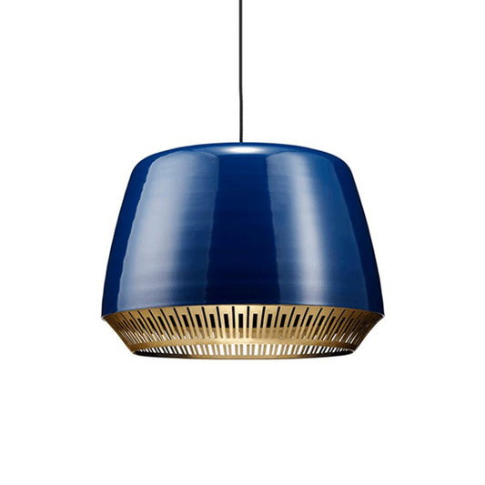 Round Pendant Light Modernist Metal 12"/14" Wide 1 Head Blue Ceiling Suspension Lamp Clearhalo 'Ceiling Lights' 'Modern Pendants' 'Modern' 'Pendant Lights' 'Pendants' Lighting' 313936