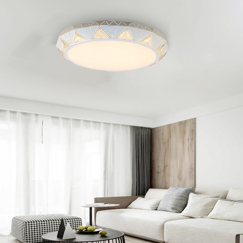 Modern Tapered Round/Square/Rectangle Flush Lamp Crystal White LED Ceiling Light with/without Remote Control Stepless Dimming Clearhalo 'Ceiling Lights' 'Close To Ceiling Lights' 'Close to ceiling' 'Flush mount' Lighting' 313989