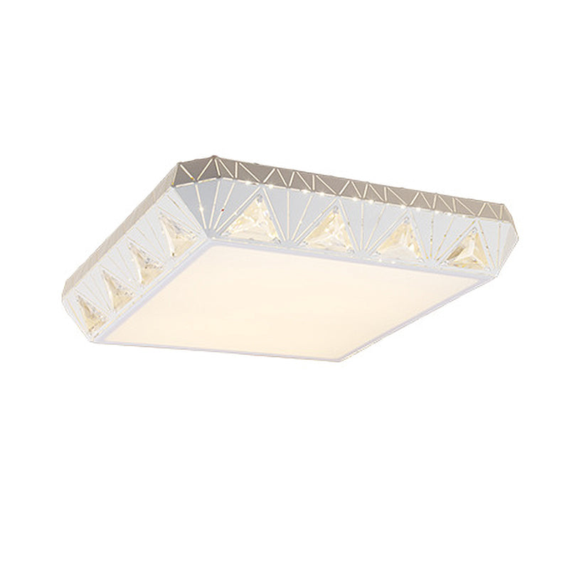 Modern Tapered Round/Square/Rectangle Flush Lamp Crystal White LED Ceiling Light with/without Remote Control Stepless Dimming Clearhalo 'Ceiling Lights' 'Close To Ceiling Lights' 'Close to ceiling' 'Flush mount' Lighting' 313995