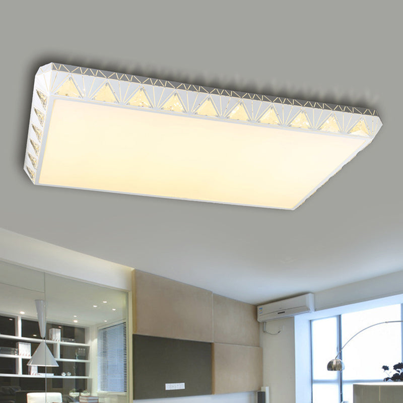 Modern Tapered Round/Square/Rectangle Flush Lamp Crystal White LED Ceiling Light with/without Remote Control Stepless Dimming Clearhalo 'Ceiling Lights' 'Close To Ceiling Lights' 'Close to ceiling' 'Flush mount' Lighting' 313998