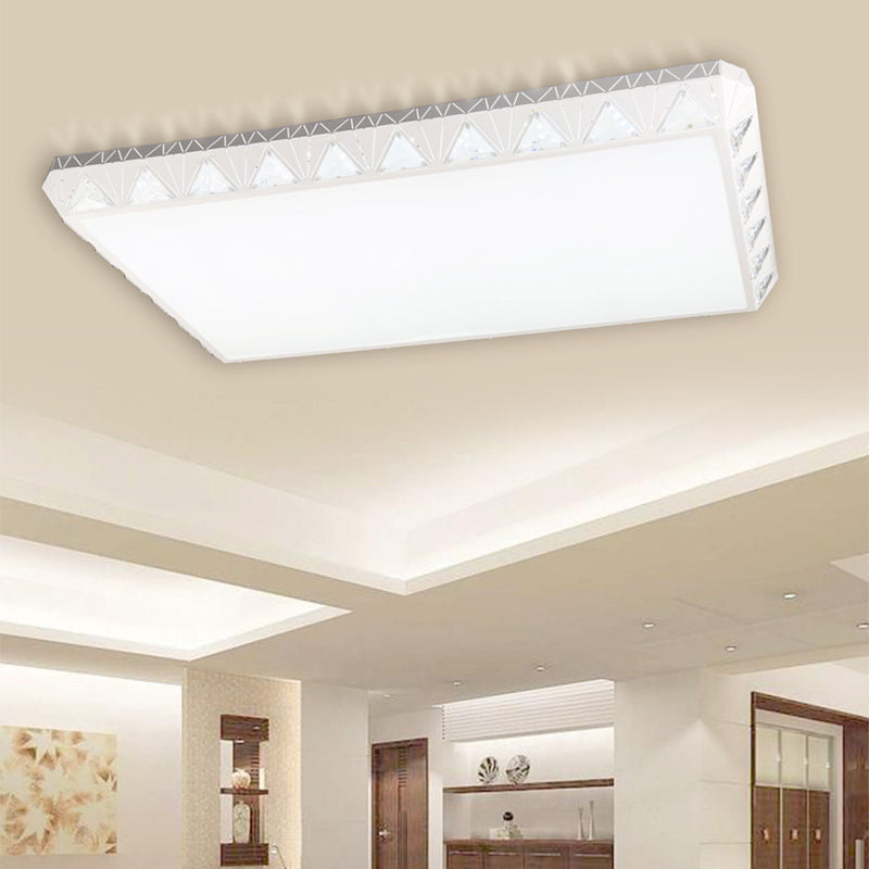Modern Tapered Round/Square/Rectangle Flush Lamp Crystal White LED Ceiling Light with/without Remote Control Stepless Dimming Clearhalo 'Ceiling Lights' 'Close To Ceiling Lights' 'Close to ceiling' 'Flush mount' Lighting' 313999