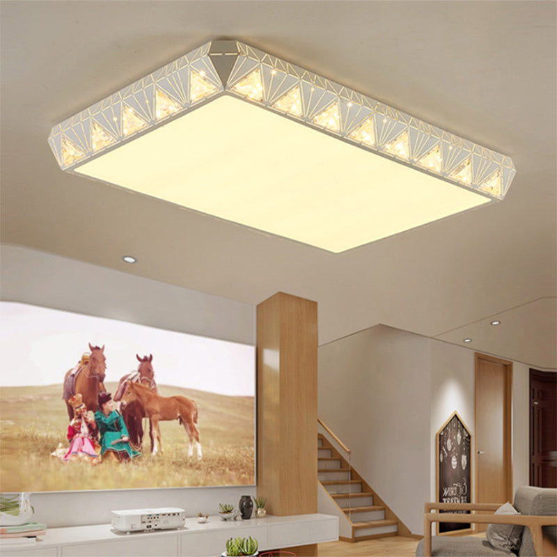 Modern Tapered Round/Square/Rectangle Flush Lamp Crystal White LED Ceiling Light with/without Remote Control Stepless Dimming Clearhalo 'Ceiling Lights' 'Close To Ceiling Lights' 'Close to ceiling' 'Flush mount' Lighting' 314000