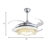 Star Shape Downrod Flush Lamp with Fan Modern Style Beveled Crystal LED Semi Ceiling Light in Silver Clearhalo 'Ceiling Fans with Lights' 'Ceiling Fans' 'Modern Ceiling Fans' 'Modern' Lighting' 314028