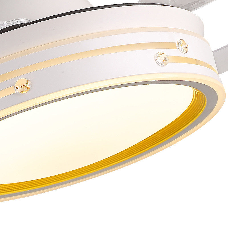 Minimalist LED Ceiling Fan Drum Light Acrylic White Flush Lamp with Schedule Shutdown Design Clearhalo 'Ceiling Fans with Lights' 'Ceiling Fans' 'Modern Ceiling Fans' 'Modern' Lighting' 314049