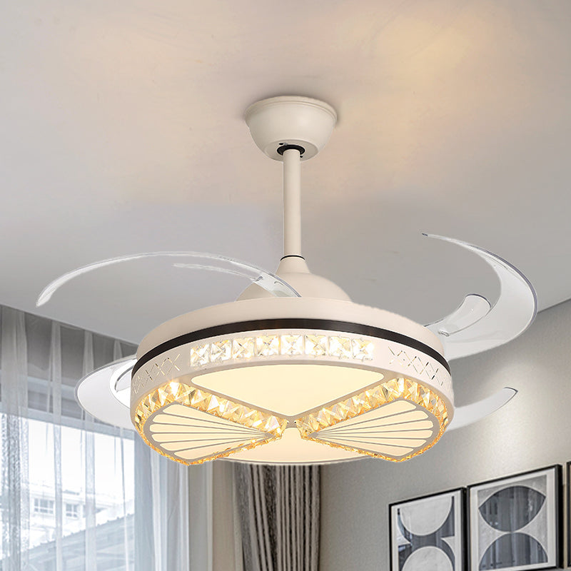 Apricot Cutout Semi Flush Fan Light Modern Reversible 8 Blade Beveled Crystal LED Indoor Lighting Clearhalo 'Ceiling Fans with Lights' 'Ceiling Fans' 'Modern Ceiling Fans' 'Modern' Lighting' 314051