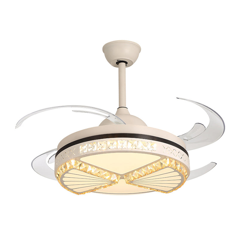Apricot Cutout Semi Flush Fan Light Modern Reversible 8 Blade Beveled Crystal LED Indoor Lighting Clearhalo 'Ceiling Fans with Lights' 'Ceiling Fans' 'Modern Ceiling Fans' 'Modern' Lighting' 314054