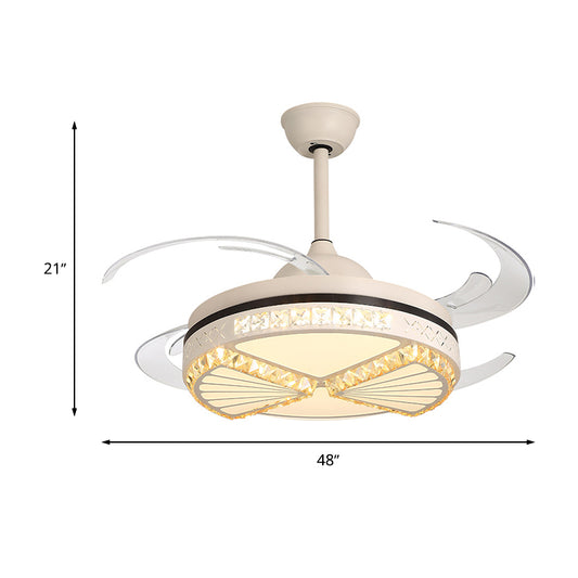 Apricot Cutout Semi Flush Fan Light Modern Reversible 8 Blade Beveled Crystal LED Indoor Lighting Clearhalo 'Ceiling Fans with Lights' 'Ceiling Fans' 'Modern Ceiling Fans' 'Modern' Lighting' 314055