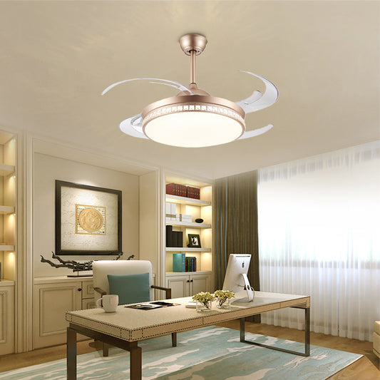 Smart Control Round Ceiling Fan Light Minimal Acrylic 8-Blade LED Semi Flush Lamp in Gold Clearhalo 'Ceiling Fans with Lights' 'Ceiling Fans' 'Modern Ceiling Fans' 'Modern' Lighting' 314060
