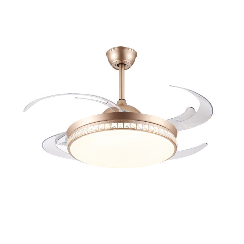 Smart Control Round Ceiling Fan Light Minimal Acrylic 8-Blade LED Semi Flush Lamp in Gold Clearhalo 'Ceiling Fans with Lights' 'Ceiling Fans' 'Modern Ceiling Fans' 'Modern' Lighting' 314061