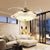 Gold Finish Semi Flush Light with Fan Modernity LED 8-Blade 6-Wind Speed Downrod Ceiling Fan with Dome Acrylic Shade Gold Clearhalo 'Ceiling Fans with Lights' 'Ceiling Fans' 'Modern Ceiling Fans' 'Modern' Lighting' 314064