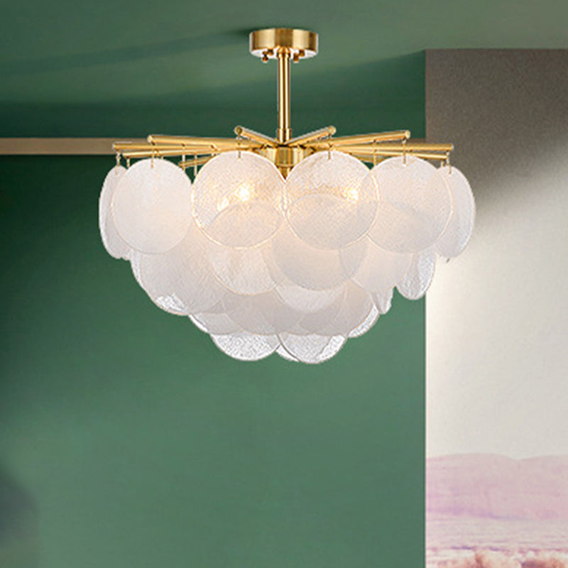 Tapered Living Room Semi Flush Light Fixture Seeded Crystal 4 Heads Postmodern Ceiling Lamp in Gold Gold Clearhalo 'Ceiling Lights' 'Close To Ceiling Lights' 'Close to ceiling' 'Semi-flushmount' Lighting' 314084