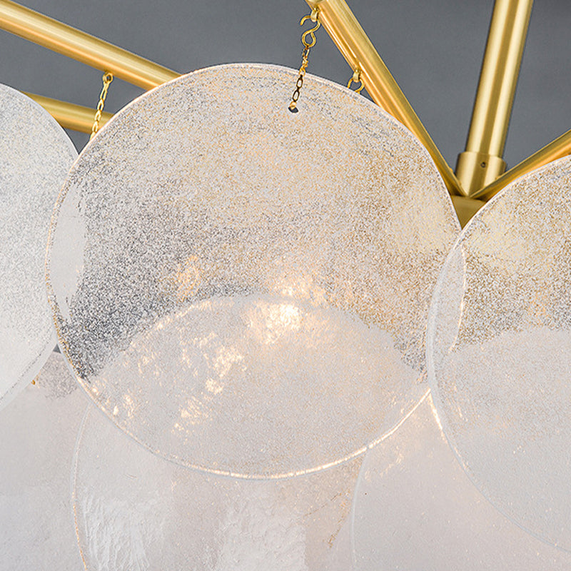 Tapered Living Room Semi Flush Light Fixture Seeded Crystal 4 Heads Postmodern Ceiling Lamp in Gold Clearhalo 'Ceiling Lights' 'Close To Ceiling Lights' 'Close to ceiling' 'Semi-flushmount' Lighting' 314090