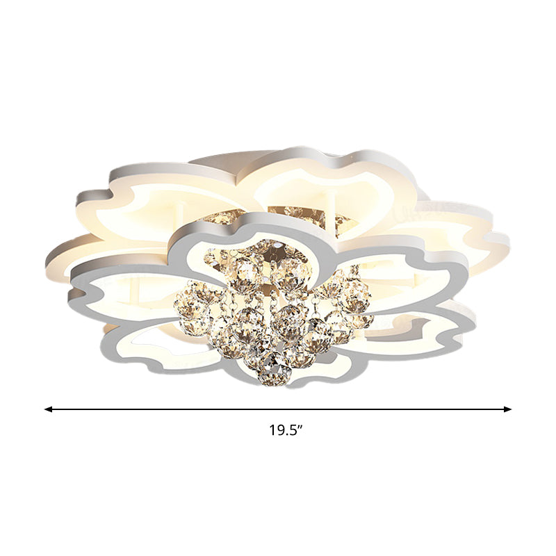 Crystal Ball Flower Ceiling Mounted Light Modern White LED Flush Light Fixture in Warm/White Light/Fourth Gear Clearhalo 'Ceiling Lights' 'Close To Ceiling Lights' 'Close to ceiling' 'Flush mount' Lighting' 314200