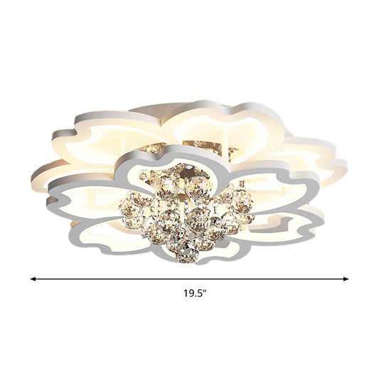Crystal Ball Flower Ceiling Mounted Light Modern White LED Flush Light Fixture in Warm/White Light/Fourth Gear Clearhalo 'Ceiling Lights' 'Close To Ceiling Lights' 'Close to ceiling' 'Flush mount' Lighting' 314200