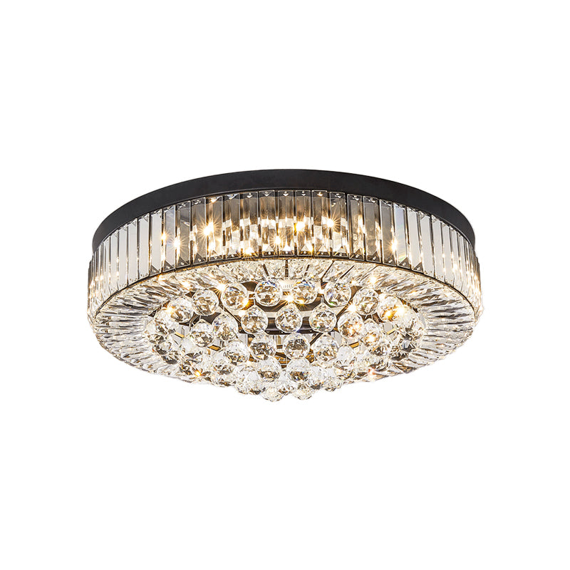 Crystal Block Drum Ceiling Lighting Modernism Black LED Flush Mount, 3 Color Light/Remote Control Stepless Dimming Clearhalo 'Ceiling Lights' 'Close To Ceiling Lights' 'Close to ceiling' 'Flush mount' Lighting' 314219