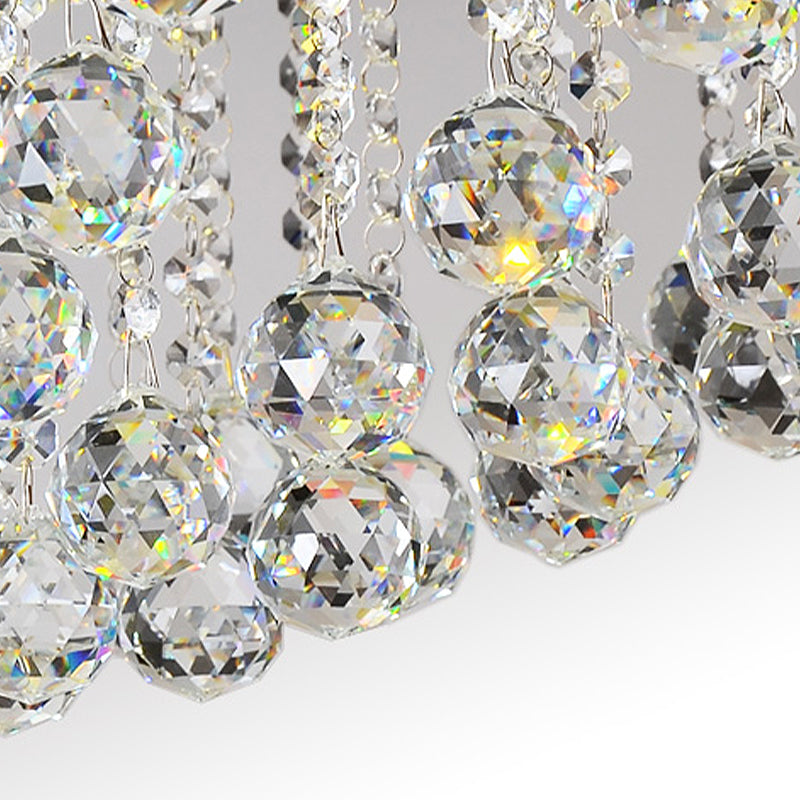 Simple Style Cascade Ceiling Fixture Crystal Ball 8 Heads Living Room Semi Flush Light in Chrome Clearhalo 'Ceiling Lights' 'Close To Ceiling Lights' 'Close to ceiling' 'Semi-flushmount' Lighting' 314239