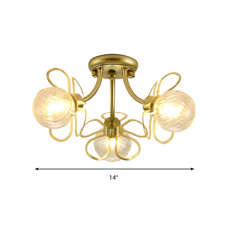 Flower Semi Flush Mount Lamp Minimalist Swirl Crystal 1/3 Lights Black/Gold Ceiling Fixture Clearhalo 'Ceiling Lights' 'Close To Ceiling Lights' 'Close to ceiling' 'Semi-flushmount' Lighting' 314245