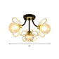 Flower Semi Flush Mount Lamp Minimalist Swirl Crystal 1/3 Lights Black/Gold Ceiling Fixture Clearhalo 'Ceiling Lights' 'Close To Ceiling Lights' 'Close to ceiling' 'Semi-flushmount' Lighting' 314250