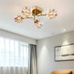Cubic Dimpled Crystal Semi Flush Mount Lighting Postmodern 4/6 Heads Gold Ceiling Light Fixture Clearhalo 'Ceiling Lights' 'Close To Ceiling Lights' 'Close to ceiling' 'Semi-flushmount' Lighting' 314265